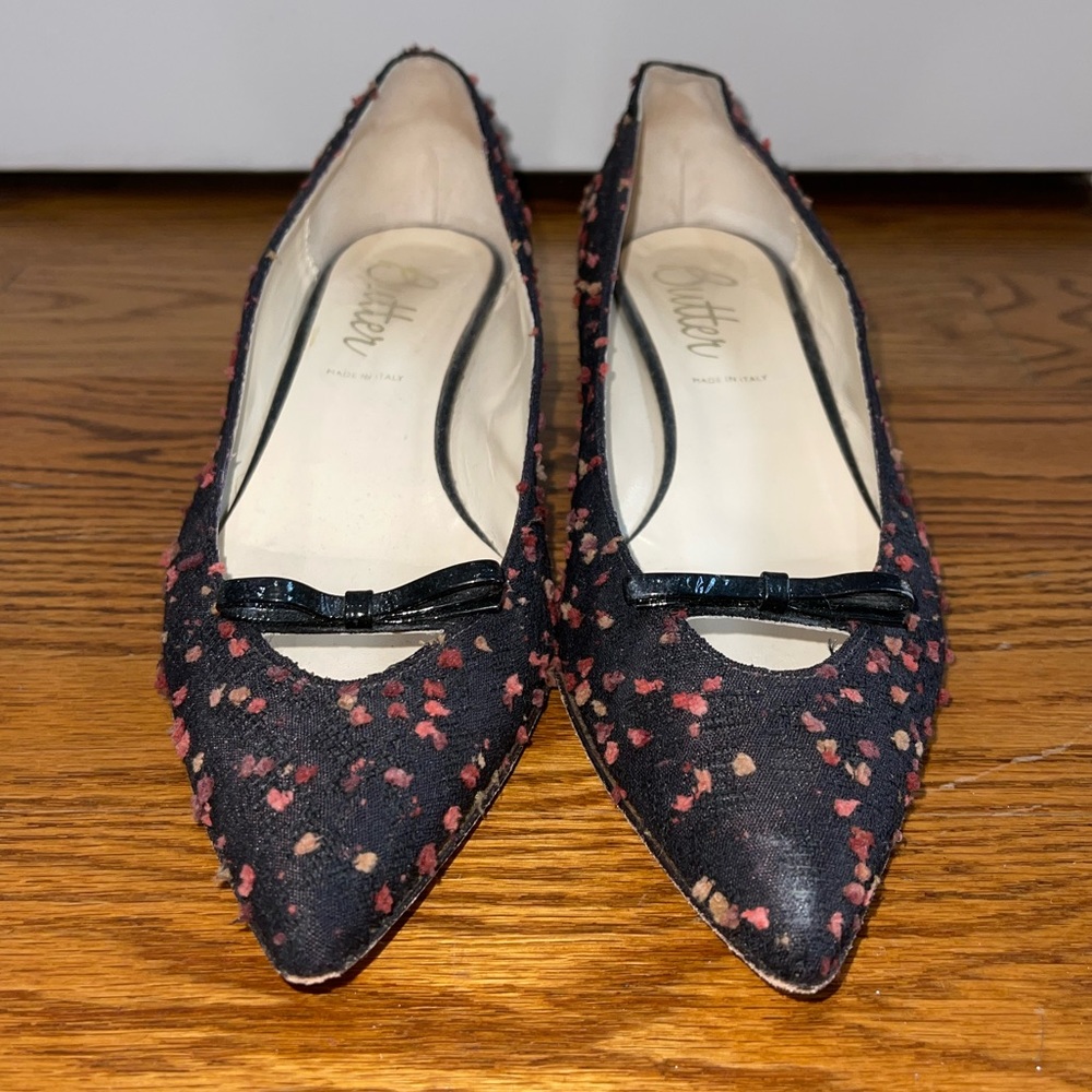 Butter Tweed Textured Kitten Heels